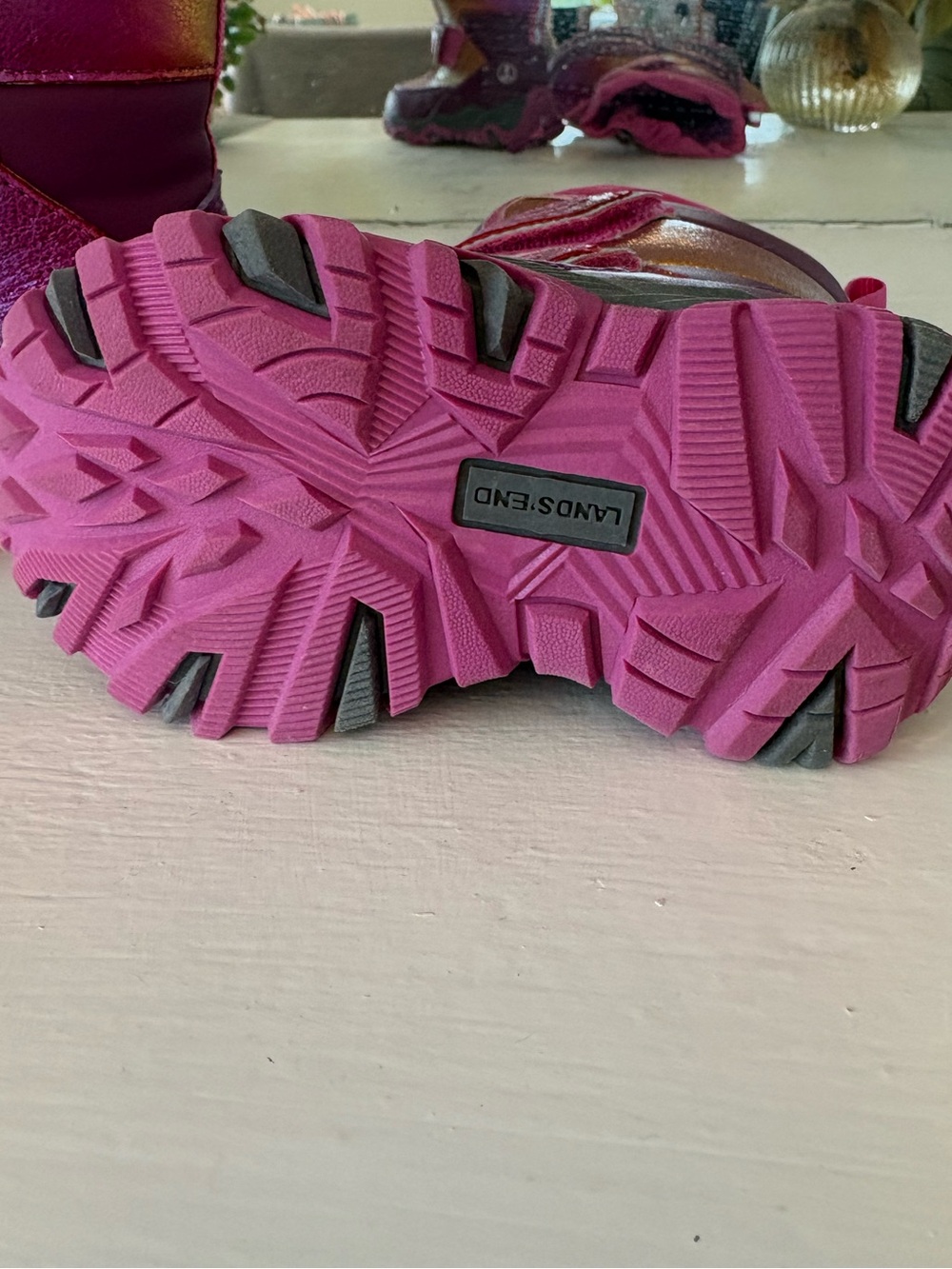 Lands' End Toddler Pink & Metallic Orange Snow Boots - Picture 3 of 4